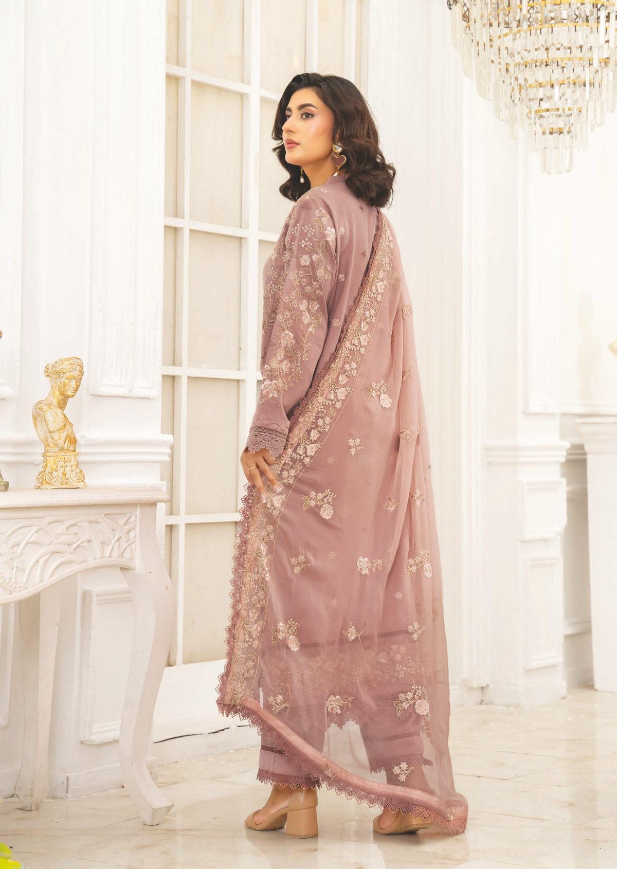 Premium Embroidered Resham Karandi with Bamber Chiffon Dupatta