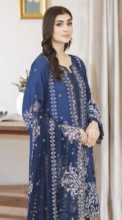 Premium Embroidered Silk Viscose Dress for Women | Bamber Chiffon Dupatta | Festive Winter Wear