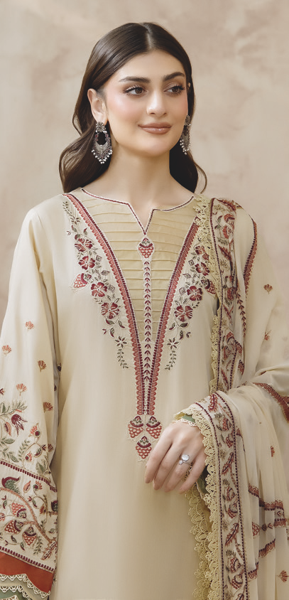 Elegant Embroidered Silk Viscose with Bamber Chiffon Dupatta