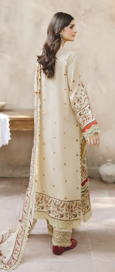 Elegant Embroidered Silk Viscose with Bamber Chiffon Dupatta