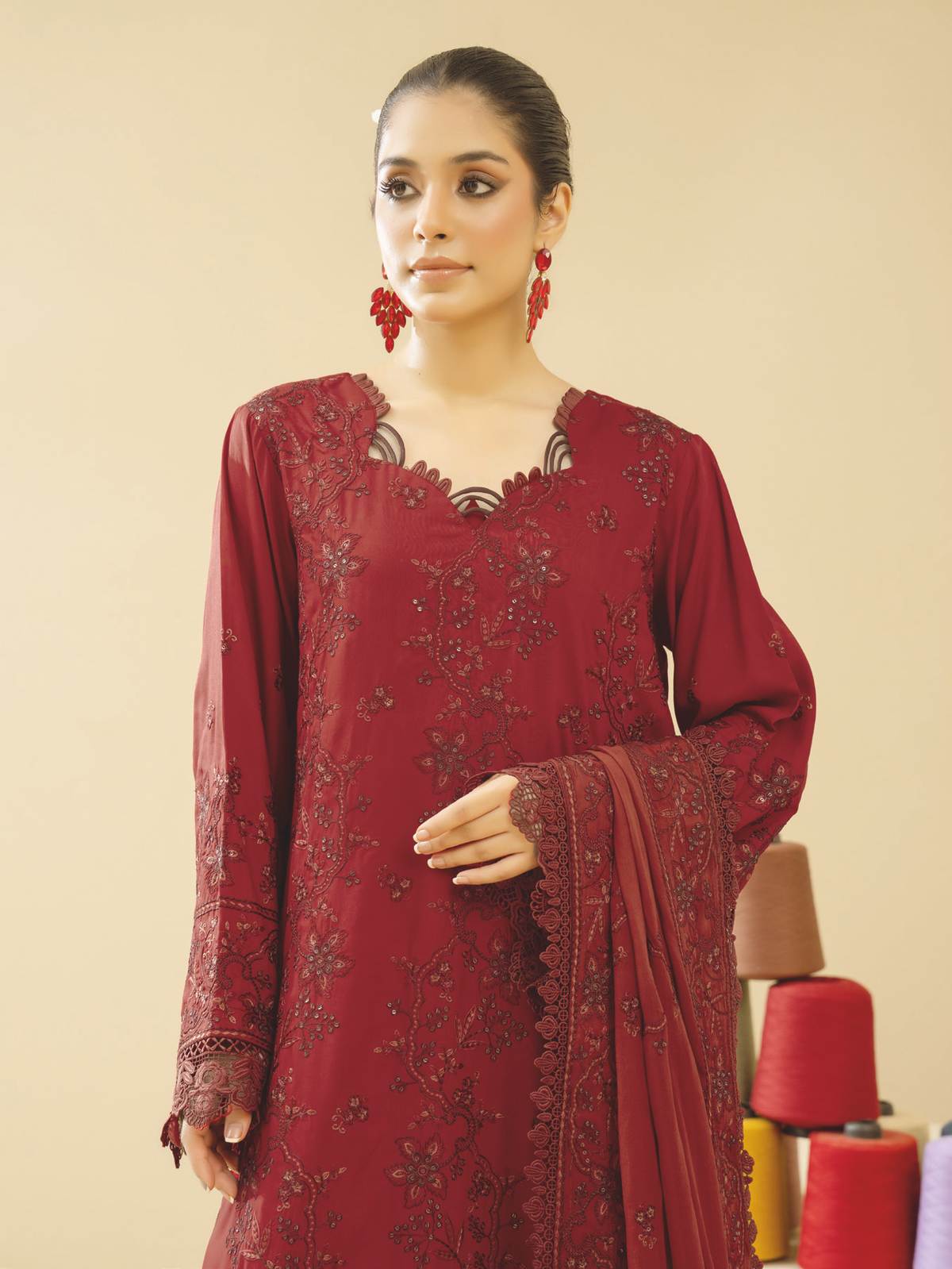Embroidered Silk Viscose 3 Piece Pakistani Suit