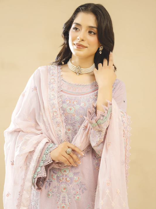 Designer Embroidered Karandi Suit for Women | Resham Embroidery & Bamber Chiffon Dupatta