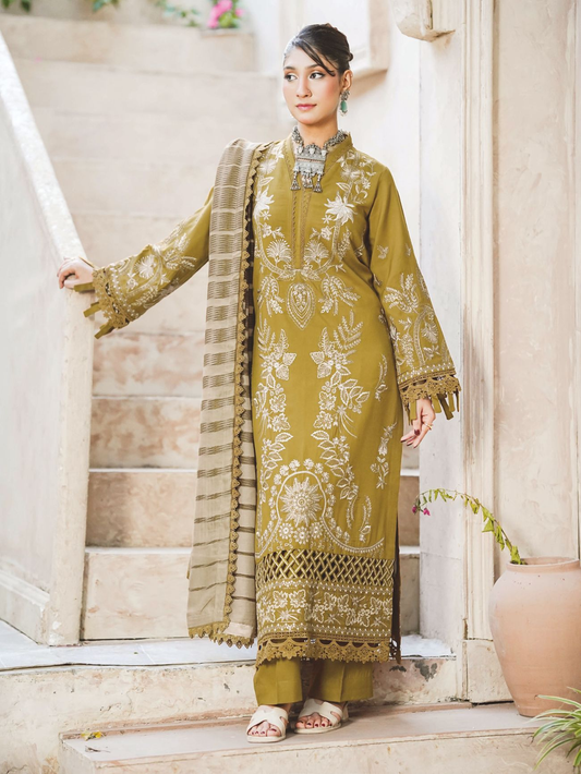 Embroidered Winter Collection with Jacquard Luxury Wool Shawl