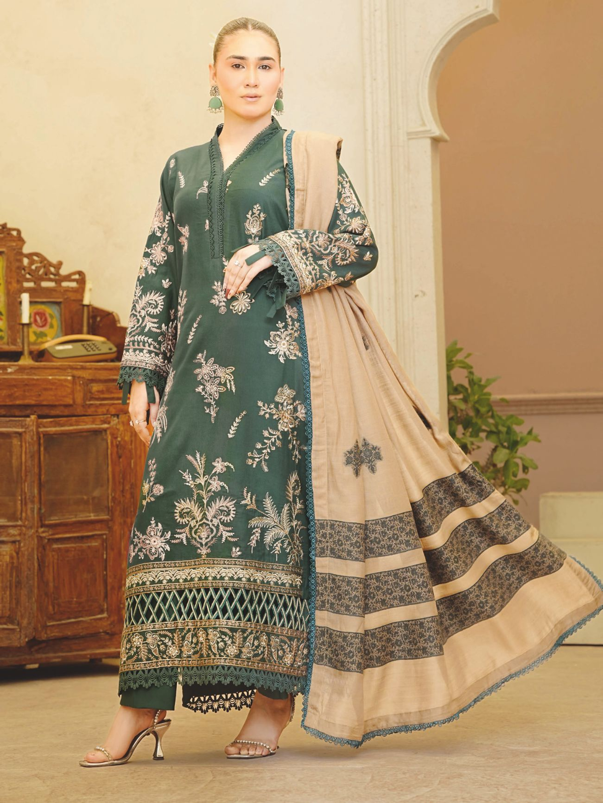 Premium Winter Embroidered Collection with Luxury Wool Shawl