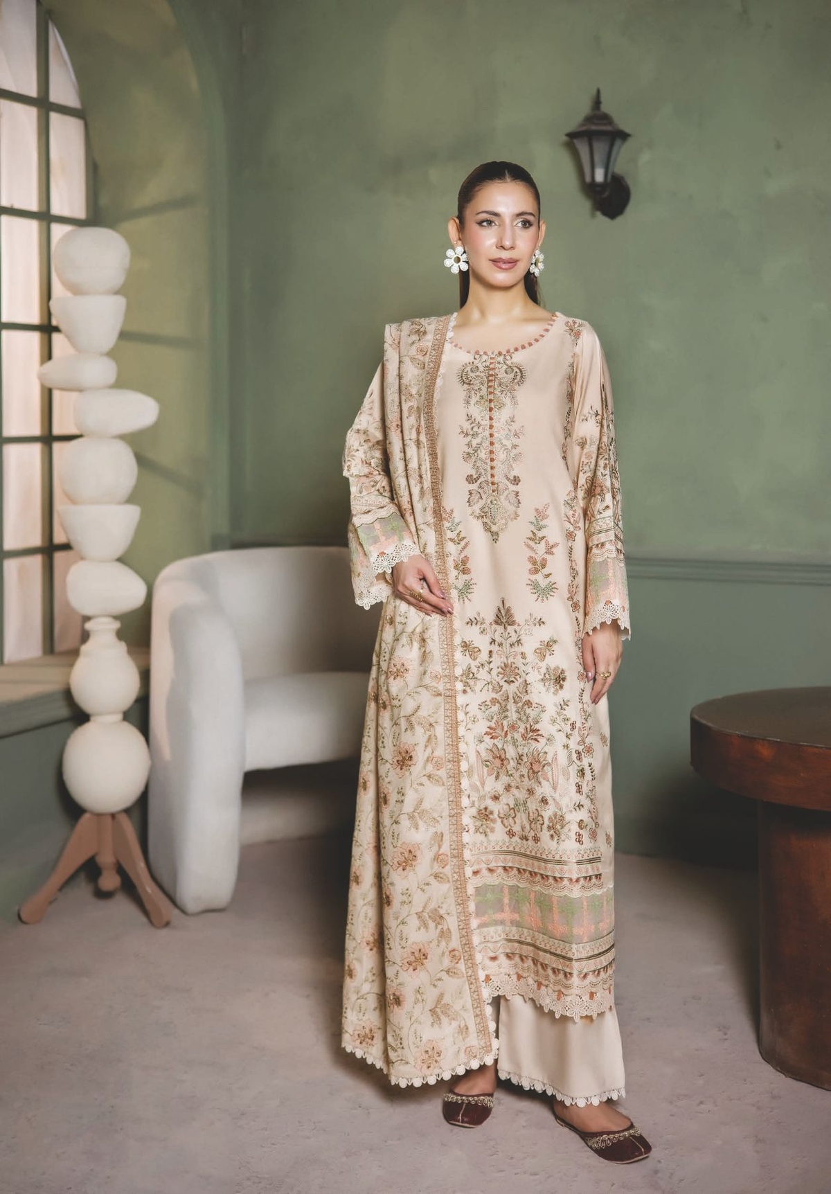 Premium Winter Collection with Embroidered Shawl